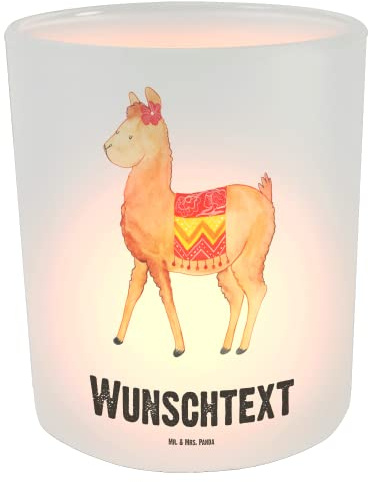 Mr. & Mrs. Panda Windlicht personalisiert Alpaka Stolz - Personalisierte Geschenke, Kerzenhalter, Personalisiertes, Teelichthalter, Teelichtglas mit Namen, Windglas