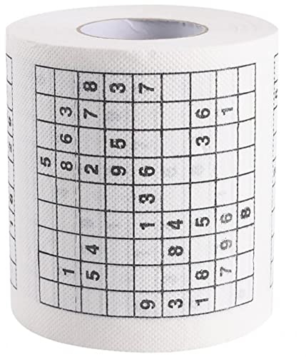 Vepoty Toilettenpapierrolle Lustiges Zahlen-Sudoku Bedrucktes Toilettenpapier Badezimmer-Tissue-Rolle Papierservietten Geschenk 30 m