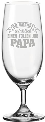 Leonardo Bierglas mit Gravur - Du machst wirklich einen tollen Job Papa - Biertulpe als Geschenk für Bierkenner - Geschenkidee für Männer zum Geburtstag - Geschenke für Papa zum Vatertag - 280 ml