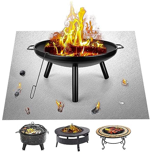Tappetino per braciere – 99 x 99 cm pieghevole ignifugo sotto la griglia, tappetino quadrato portatile resistente per terrazze, erba, prato, cortile
