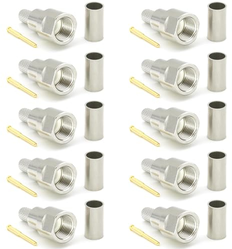 RANGEFUL FME Stecker für RG58 LMR195 RG303 RG141 RG142 RG400 RF Crimp Koaxialkabel stecker vernickelt (10er-Pack)