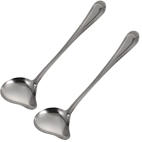 Garneck 2pcs Duckbill Spoons Stainless Steel Sauce Spoons Kitchen Gadgets for Dinner