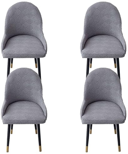 ZRCYXDW Fundas Sillas De Comedor Elasticas, Comedor Sillas Cubiertas con Brazos Respaldo con Reposabrazos Extraíble Fundas para Sillas De Comedor Lavable para Comedor-Gris Oscuro-Pack de 4