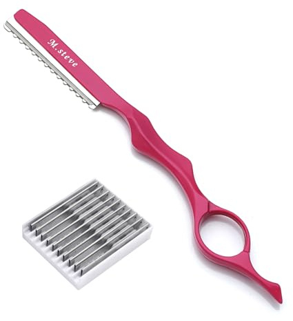 Hair Razors For Cutting Hair 6.89,Hair Cutting Razor Professional Texturizing Cutting Razor with Replacement Stainless Steel Blades,Ideal for Salon/Home -11PCS Pink