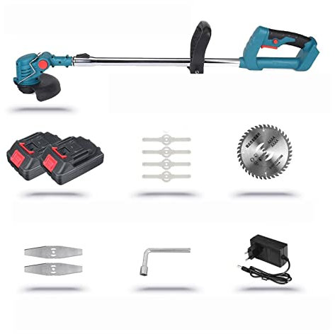 USKI Tagliaerba e tagliabordi Tosaerba Elettrico Tagliasiepi for Erba Senza Fili 2 batterie Attrezzo da Giardino Portatile Regolabile(2X Battery)