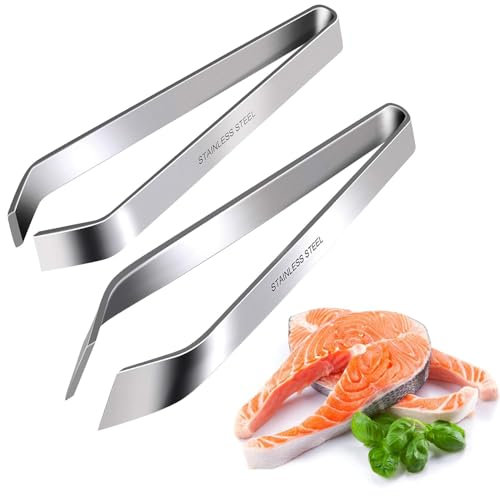 Küchenpinzette Edelstahl-Flach- und Diagonalzangen-Set zum Kochen von Speisen und zum Stylen, geeignet für Fisch, Huhn, Ente, Schwein, Obst