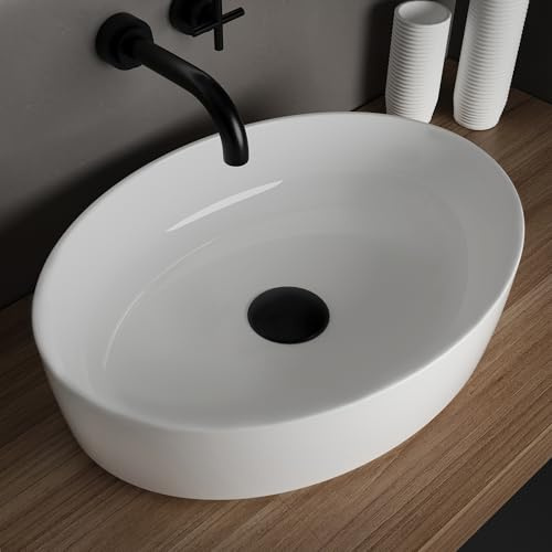 Alpenberger Waschbecken 55 cm Breit | Aufsatzwaschbecken Waschschüssel für Badezimmer und Gäste WC | Waschtisch Klein Waschschale | Gästewaschbecken Lavabo