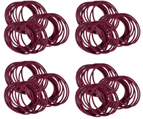 100 PCS Hair Bands, 2mm Small Thin Elastic Hair Ties Seamless Ponytail Braids Holders, Strong Bulk Hair Bobbles No Metal Gentle Elastics No Damage Snag Free for Women Men Girls Kids (Wine Red)