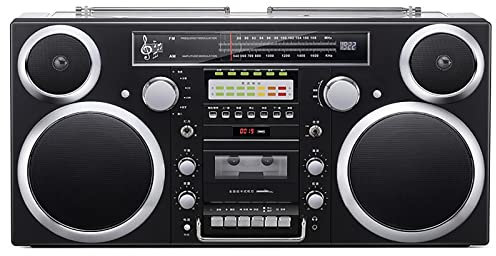 Radio Retro con Bluetooth 5.0, estéreo portátil con Casete, Reproductor de CD para el hogar, con Radio Am/FM, Ranuras SD, Entrada Auxiliar, Conector para Auriculares, conversión de casetes a USB/SD