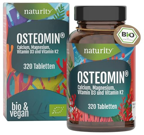 NATURITY BIO Osteomin® mit Magnesium - Knochen & Muskelfunktion - 320 Stück | Vegan, Glutenfrei. Vitamin D3: normale Muskelfunktion. Magnesium: normaler Energiestoffwechsel