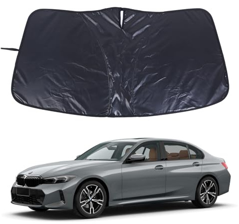 Front Windshield Sunshade for BMW 3 Series G20 2019-2025 Windshield Sun Shade Sun Visor UV Blocker Privacy Protector Custom Sunscreen Heatshield Keep Your Vehicle Cool Lightweight & Portable (Black1)
