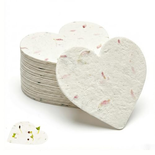 Herzförmige Pflanzbar Samenpapier Karten für Gastgeschenke Hochzeit,20 Stk