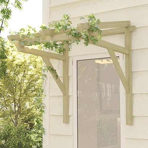 IKAYAA Marquesinas Exterior para Puertas y Ventanas de Madera de Pino, Tejadillo de Protección, Pérgola de Puerta, Toldo de Entrada de Porche de Madera 100x100x80 cm