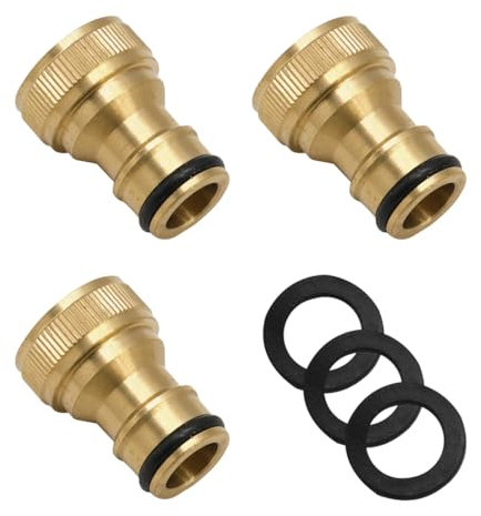 KYLOS Attacchi Rapidi Raccordi Per Tubo Da Giardino, Connettore Per Tubo Flessibile In Ottone Da 1/2, Connettore Rapido Per Rubinetto Tubo Da Giardino, 3 Pezzi Adattatore Per Rubinetto