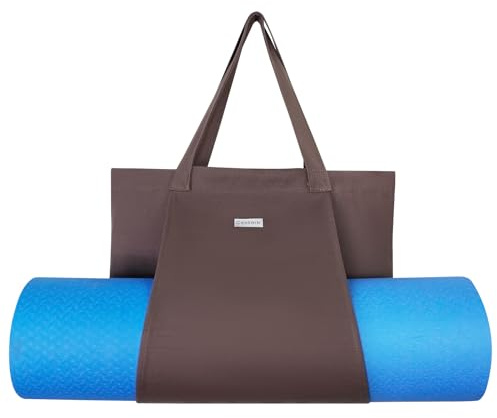 Cwokarb Yogatasche Damen mit Nassfach, Flaschenhalter und Durchgehendem Reißverschluss,Matte Einfach Herausnehmen für Pilates, Reisen, Training, Büro (Braun)