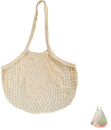 Wiederverwendbarer Netzbeutel Tote,Baumwolle Einkaufsnetz,Netztasche Einkauf,Einkaufsnetz mit Griff Langer,Obstnetz Praktisch & Umweltfreundlich,Netztasche Sandspielzeug,Mesh Bag für Obst und Gemüse