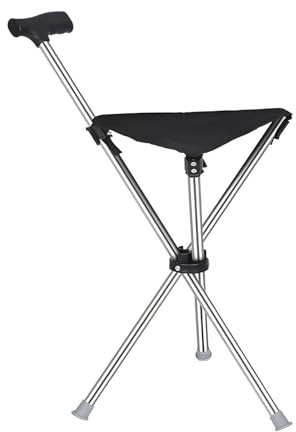 Chaise pliante légère en acier inoxydable, capacité de charge de 150 kg, aide à la marche portable 2 en 1