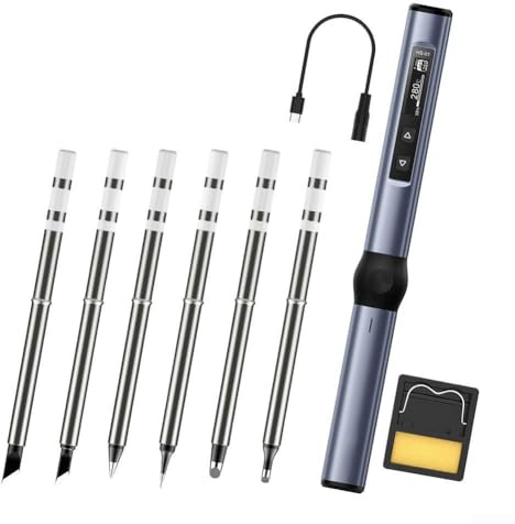 HS01 Smart Soldering Iron PD 65W Kit, With PID Temperature Control And Sleep Mode Auto Shutdown, For Electronic Circuit Repair(Blue 6-pin)