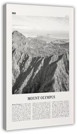 NEOHI Stampa artistica da parete con mappa della città del Monte Olimpo in bianco e nero, stile retrò, poster decorativo da parete, per casa, bar, ristorante, garage, caffetteria, idea regalo, 60 x 90