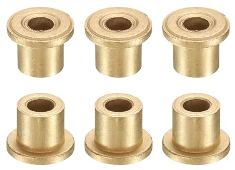 sourcing map 6Pcs Flange Sleeve Bearings, 5mm Bore x 9mm OD x 10mm Length, Self-Lubricating Sintered Bronze Bushings