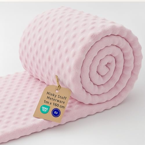 Minky Tissu au Metre 1 M x 160 cm Peluche Polyester – Tissus Couture Doux Velouté pour Couvertures Plaids Doudous Accessoires Peau de Bébé avec Oeko Tex Rose
