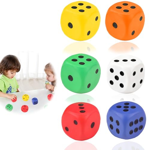 3 dadi in schiuma morbida, 4 cm, per bambini, colori
