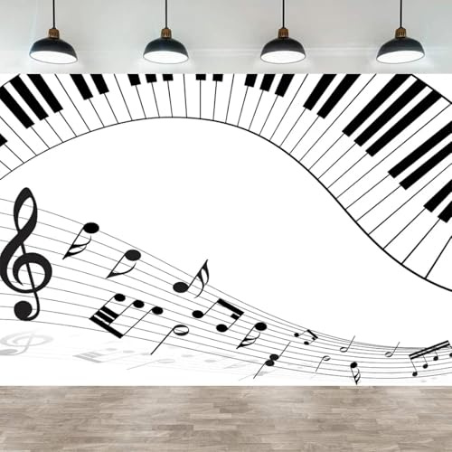 Fotografie Hintergrund Musik Note Tasten Schwarz Und Weiß Klavier Banner Tastatur Musik Party Dekor Hintergrund Porträt Shooting Poster