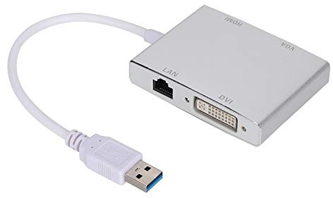 BONKZEBU Adaptador Convertidor USB 3.0 a VGA/con Carcasa de Aleación de Aluminio, Alta Resolución 1080P para Vídeo HD en Monitor, Plug and Play para Uso en la Oficina en Casa, Plateado