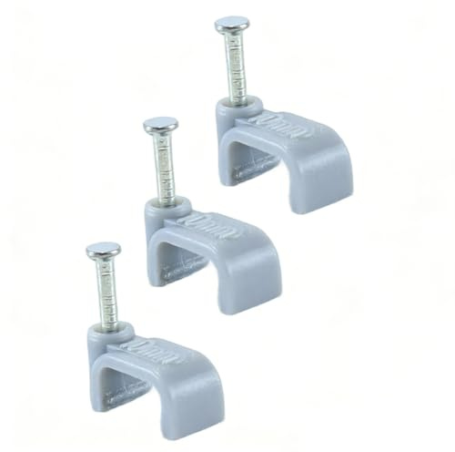 Ludom 100pcs 10mm Flat Grey Nail Wire Clips Suitable for Organising Electrical, Telephone, Optical Flat Patch Network Ethernet Internet Leads