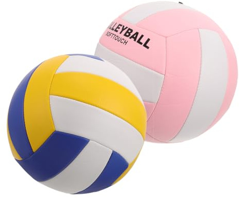YARNOW Lot de 2 Ballons de Volley-Ball Souples 5 Standard, 2.0 Mm Épaisseur, Couleurs Blanc-Bleu-Jaune, pour Entraînement et Compétition en Salle, Équipement D'entraînement Sportif