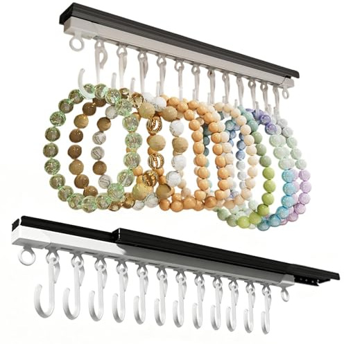 Generiskt glidande klädstång, självhäftande utdragbar klädstång och smyckeshållare – för halsband armband klockor garderob sovrum omklädningsrum