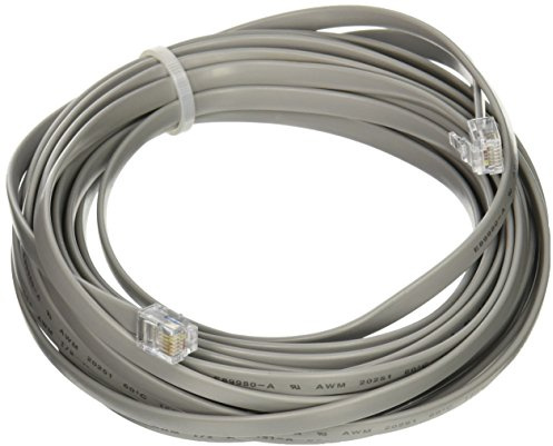 Legrand - C2G RJ12 6C6P Straight Modular Cable, Straight Through Pinned Cable, Silver Modern Cable, 25 Feet, C2G 08114