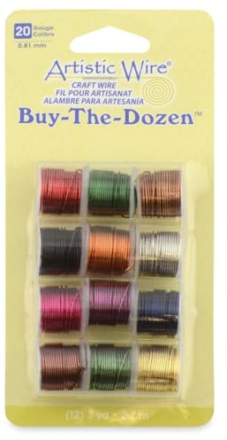 Artistic Wire, 20 Gauge Tarnish Resistant Colored Copper Craft Wire, Buy-The-Dozen, Assorted Colors, 3 yd, 12 spools