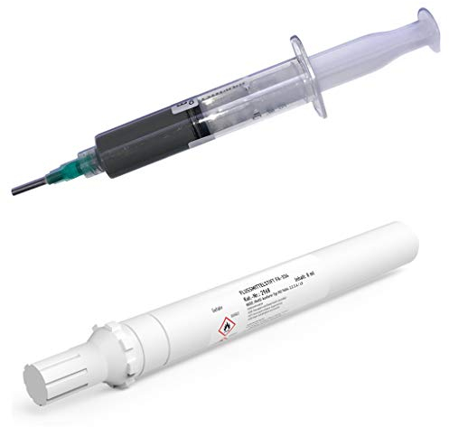 EO-SMD-Lötset/Löt-Kit Nr. 5 (Rework-Paste EO-RP-005 Spritze 20 g Inhalt -niedrig schmelzende Rework-Paste für die Elektronik- + Flux Pen EO-FA-334,8 ml, No-Clean Flux, 3,0% Feststoff)