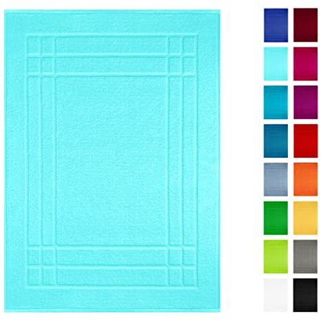 Lashuma Linz waschbar weicher Badvorleger 50x70 cm Türkis, Frottier Badematte saugstark