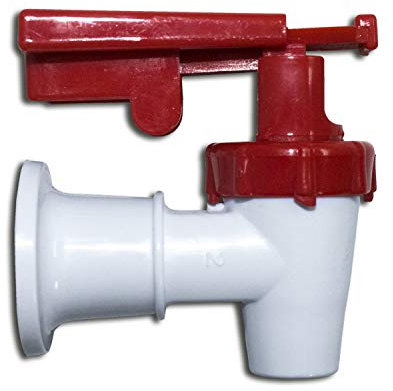 Grifo Blanco con pestaña Roja con Seguridad para dispensador de Agua, Fuente de Agua