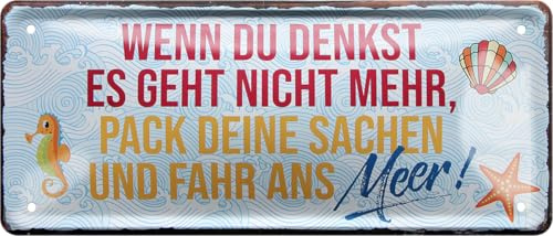 schilderkreis24 - Blechschild Maritim, Küsten-Sprüche & „Moin“-Motive - robuste Metall-Wanddeko & Geschenkidee (Wenn du Denkst es geht..)