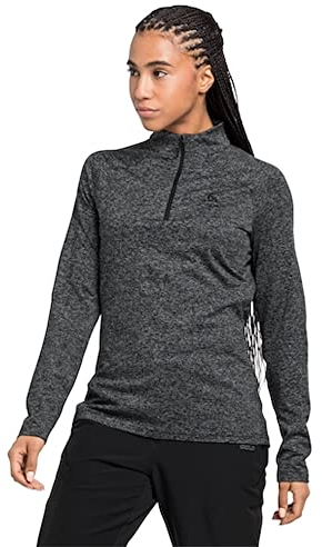 Odlo Damen Langarm Shirt mit halben Reißverschluss SESVENNA, Black Melange, S