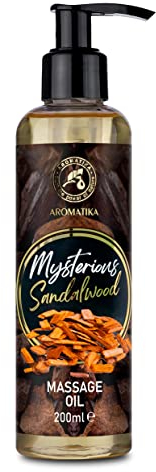 Massageöl Sandelholz 200ml - Sandelholzöl - Mandelöl - Traubenkernöl - Jojobaöl - Sandelholzöl - Körperpflege Öl - für alle Hauttypen - Entspannungöl - Massageöl für Paare