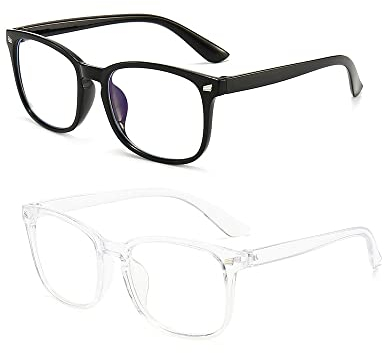 KAIAIWLUO Occhiali Luce Blu,2 PCS Occhiali Anti Luce Blu Donna Uomo Occhiali da Vista con Lenti Antiriflesso Occhiali da Computer Leggeri Occhiali Antiriflesso Nero + Bianco