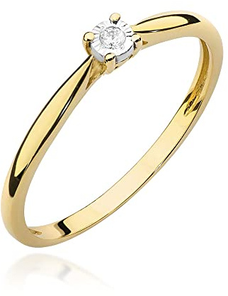 MARKO Verlobungsring Damen Goldring mit 0.01 Karat Diamant - Gold Verlobungsring - 14 Karat Gold 585 - Goldring für Frauen