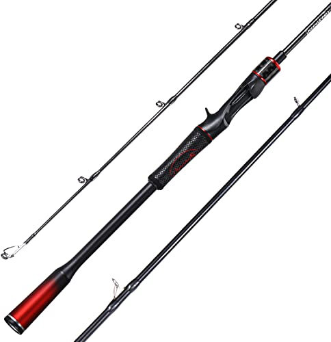Sougayilang Angelruten, Spinnruten und Wurf-Angelruten, mit Vollkohlefaser-Griff, 24T Kohlefaser, 2 Stück Angelruten für langes Werfen von Barsch, Forelle, Panfish (Cast-6')
