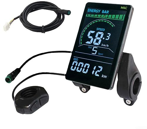 Electric Bike LCD Display Screen, 3.6 inch TFT Large Colorful Screen M6C E-Bike Scooter Meter Panel Ebike Accessories, with 5Pin SM Cable