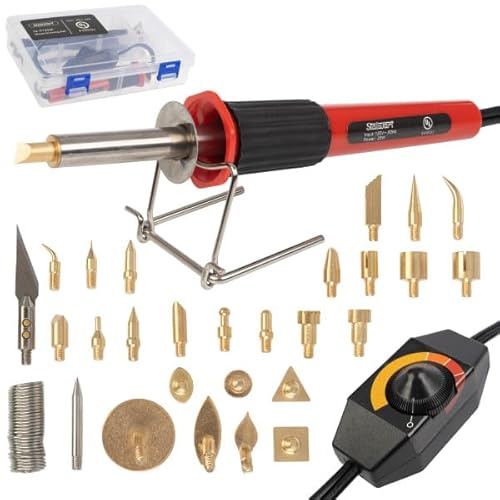 Wood Burning Kit - 29-Piece Wood Burning Tool Set with Variable Temperature Control 25W Pyrography Pen, 25 Points (Tips), and Plastic Storage Case - Woodburning Kits Adults and Beginners by Stalwart