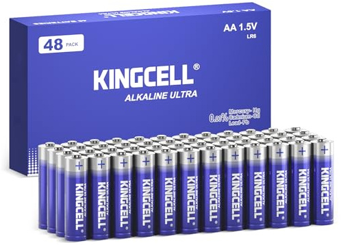 KINGCELL AA Batteries 48 Pack, Alkaline Double A Batteries 10-Year Shelf Life, High-Performance AA Batteries with Long-Lasting Power Perfect for flashlights, Microphones, remotes, Kids Toys.