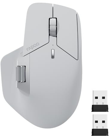 Rapoo MT760 - Ratón inalámbrico multidispositivo, Bluetooth 5.0/3.0 y conexión tri-modo de 2.4 GHz, hasta 4 dispositivos, 11 botones programables, 4K DPI, diseño ergonómico, 90 días de duración de la