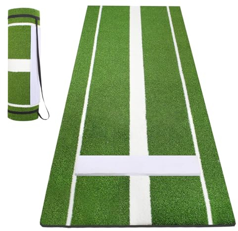 Wemily Premium Softball Pitching Mat - 10' X 3' Indoor/Outdoor Training Aid with Pitching Mound - Ideal for Skill Development & Practice - High Traction, Premium EVA Pitching Mound-Green