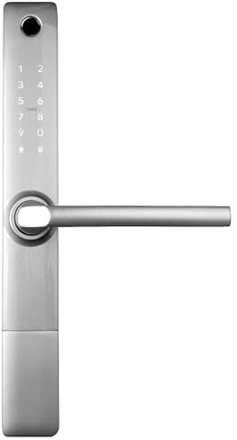 Cerradura de puerta inteligente EURA ELH-20H4 con manija Cerradura de combinación de 13,56 MHz Lector de proximidad lector biométrico IP65 Blacker Universal Bolt Pitch Plata