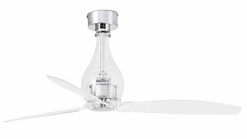 FARO BARCELONA Energiespar Deckenventilator Mini Eterfan Chrom 128 cm mit Fernbedienung