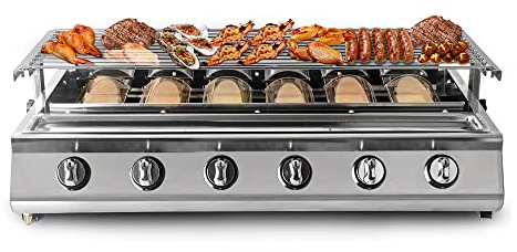 Ourdoor - 6 bruciatori per barbecue, per esterni, senza fumo, in acciaio inox, in vetro, dimensioni della rete 78 x 25 cm